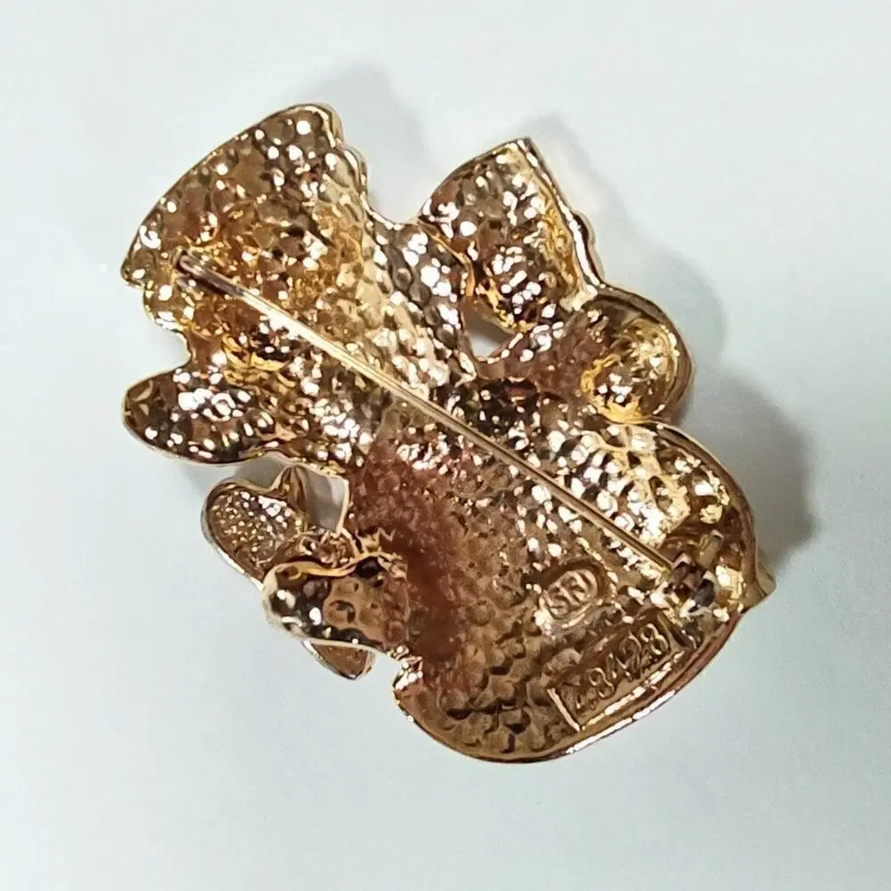 Vintage 90's Enamel SFJ Signed Waving Snowman Brooch